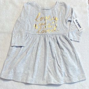 Old Navy girls gray and gold dress. Size 6-12 months